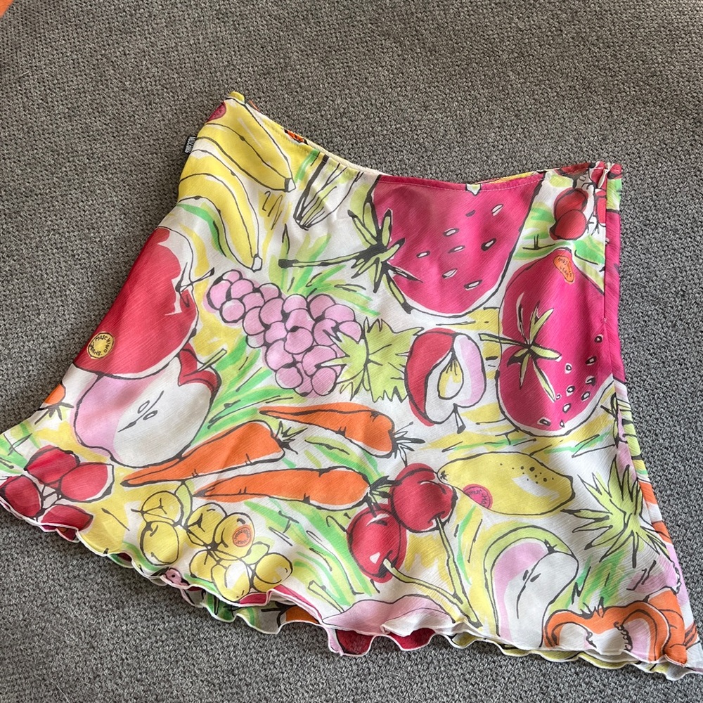 SOLD Vintage silk moschino fruit skirt